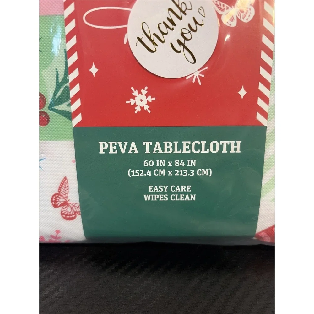 Dolly Parton Christmas Tablecloth Pink Gingerbread Candy Cane PEVA 60x84